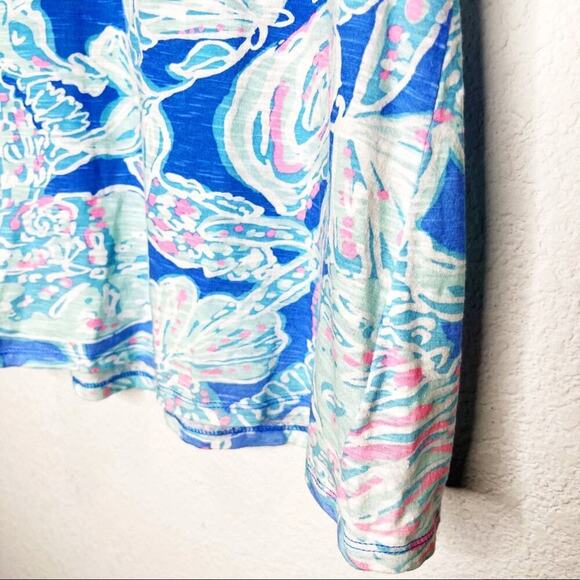 Lilly Pulitzer Into the Deep Arya Tank Top Notch V Neck 100% Slub Cotton XS - Picture 9 of 10